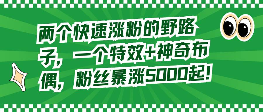 两个快速涨粉的野路子，一个特效+神奇布偶，粉丝暴涨5000起！-创盟网