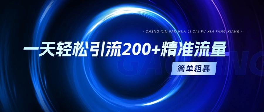 一天轻松引流200+精准流量，简单粗暴，一看就会-创盟网