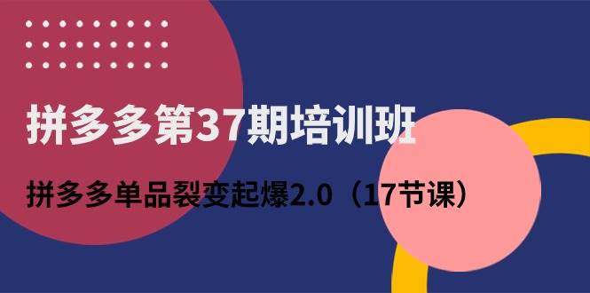 拼多多第37期培训班：拼多多单品裂变起爆2.0（17节课）-创盟网