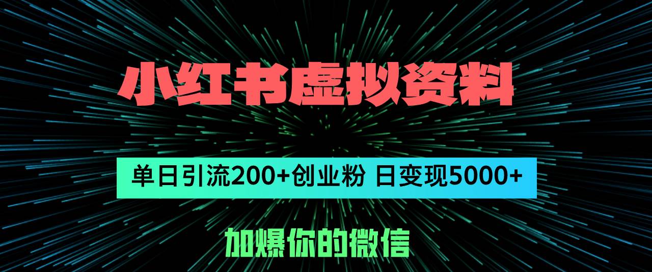 小红书虚拟资料日引流200+创业粉，单日变现5000+-创盟网