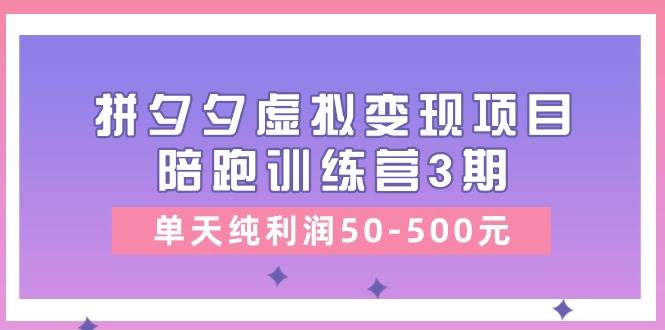 某收费培训《拼夕夕虚拟变现项目陪跑训练营3期》单天纯利润50-500元-创盟网