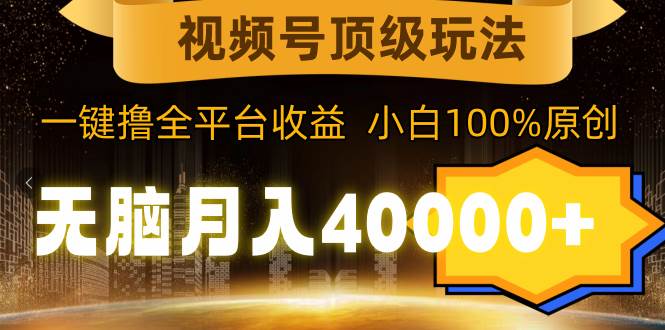 视频号顶级玩法，无脑月入40000+，一键撸全平台收益，纯小白也能100%原创-创盟网