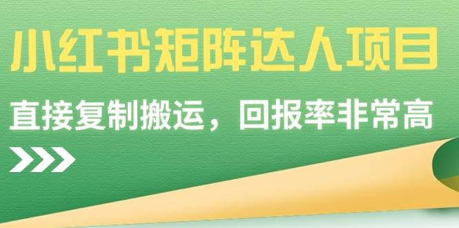 小红书矩阵达人项目，直接复制搬运，回报率非常高-创盟网