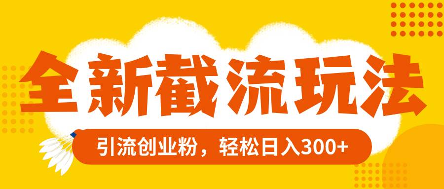 全新截流玩法，精准引流创业粉，轻松日入300+-创盟网