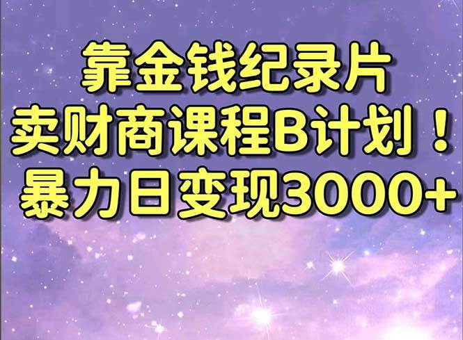 靠金钱纪录片卖财商课程B计划！暴力日变现3000+，喂饭式干货教程！-创盟网