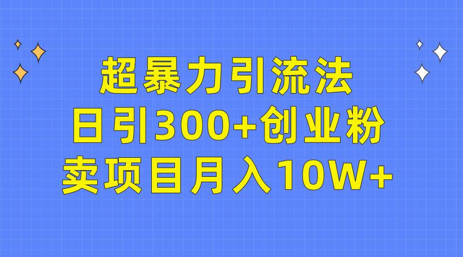 超暴力引流法，日引300+创业粉，卖项目月入10W+-创盟网