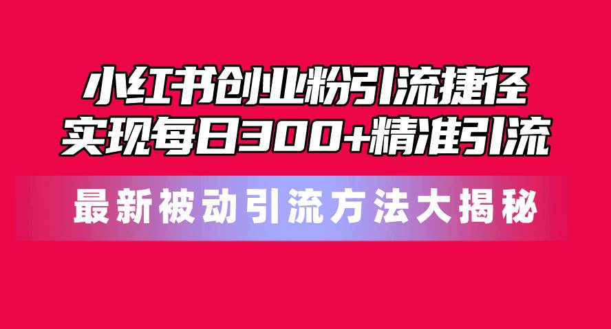 小红书创业粉引流捷径！最新被动引流方法大揭秘，实现每日300+精准引流-创盟网