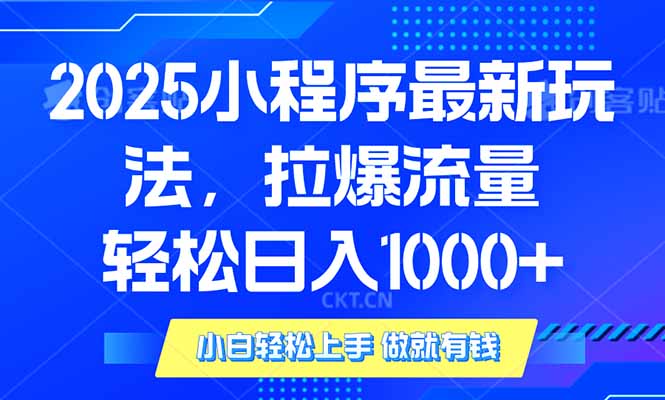 2025年小程序最新玩法，流量直接拉爆，单日稳定变现1000+-创盟网