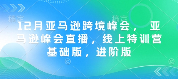 12月亚马逊跨境峰会， 亚马逊峰会直播，线上特训营基础版，进阶版-创盟网