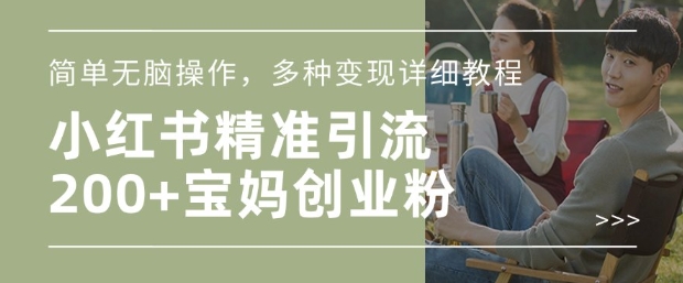 小红书混剪日引200+宝妈创业粉，简单无脑操作，多种变现详细教程-创盟网