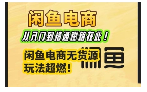 闲鱼电商实战课，从入门到精通秘籍在此，闲鱼电商无货源玩法超燃!-创盟网