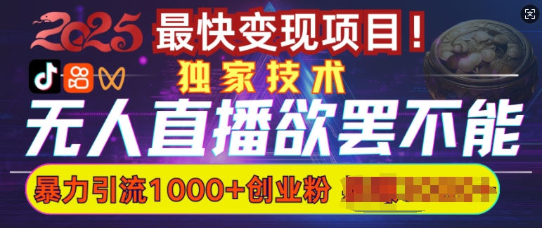 欲罢不能的无人直播引流，超暴力日引流1000+高质量精准创业粉-创盟网