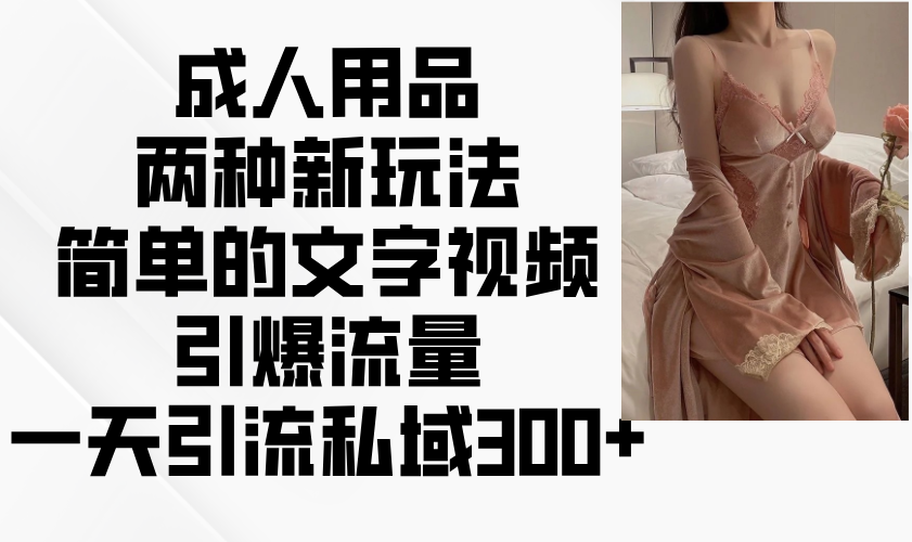 成人用品两种新玩法，简单的文字视频引爆流量，一天引流私域300+-创盟网