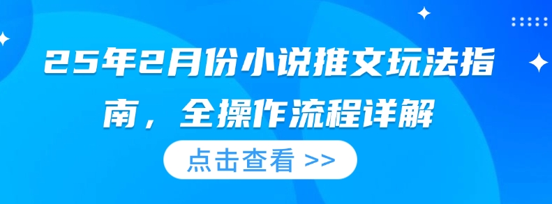 25年2月份小说推文玩法指南，全操作流程详解-创盟网