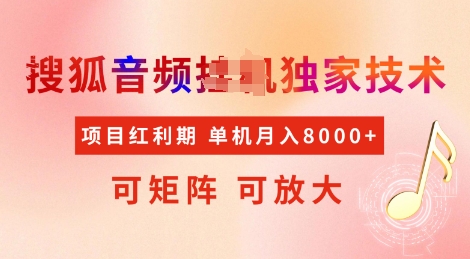 全网首发搜狐音频挂JI独家技术，项目红利期，可矩阵可放大，稳定月入8k【揭秘】-创盟网