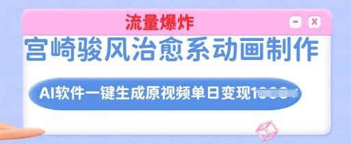 宫崎骏风治愈系动画制作，AI软件一键生成原创视频流量爆炸，单日变现多张，详细实操流程-创盟网