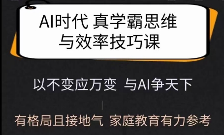 Ai时代真学霸思维与学习方法课，有格局且接地气，家庭教育有力参考-创盟网