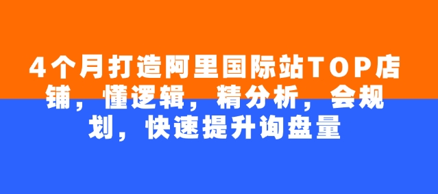 4个月打造阿里国际站TOP店铺，懂逻辑，精分析，会规划，快速提升询盘量-创盟网