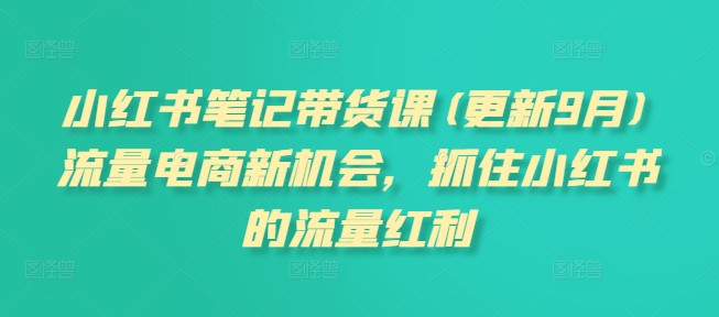 小红书笔记带货课(更新25年2月)流量电商新机会，抓住小红书的流量红利-创盟网