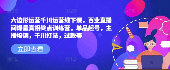 六边形运营千川运营线下课，百业直播间爆量真相终点训练营，单品起号，主播培训，千川打法，过款等-创盟网