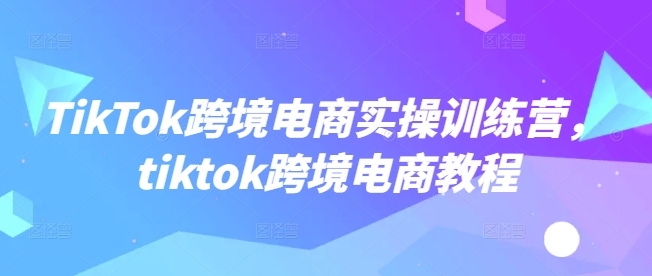 TikTok跨境电商实操训练营，tiktok跨境电商教程-创盟网