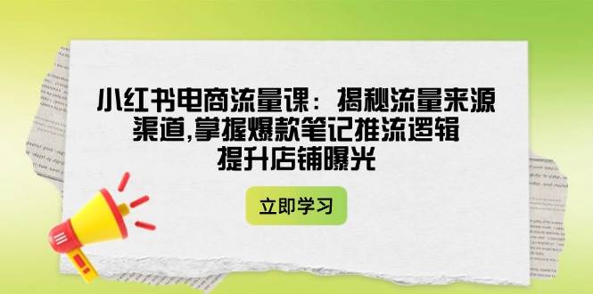 小红书电商流量课：揭秘流量来源渠道,掌握爆款笔记推流逻辑,提升店铺曝光-创盟网