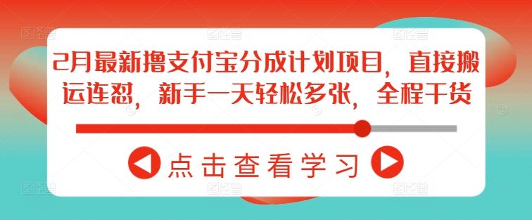 2月最新撸支付宝分成计划项目，直接搬运连怼，新手一天轻松多张，全程干货-创盟网