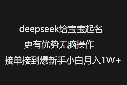 deepseek给宝宝起名更有优势无脑操作接单接到爆新手小白月入1W+-创盟网
