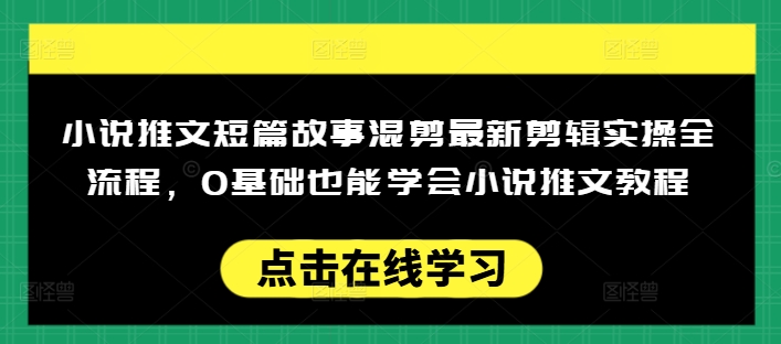 小说推文短篇故事混剪最新剪辑实操全流程，0基础也能学会小说推文教程，肯干多发日入多张-创盟网