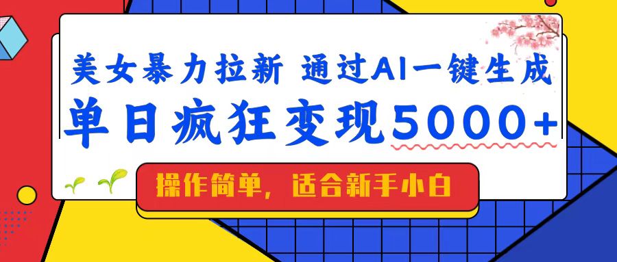 美女暴力拉新，通过AI一键生成，单日疯狂变现5000+，纯小白一学就会！-创盟网