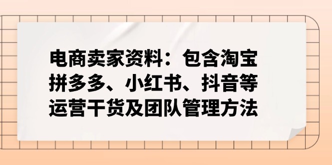电商卖家资料：包含淘宝、拼多多、小红书、抖音等运营干货及团队管理方法-创盟网