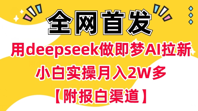 用deepseek做即梦Ai拉新 小白实操月入过W+【附报白渠道】-创盟网