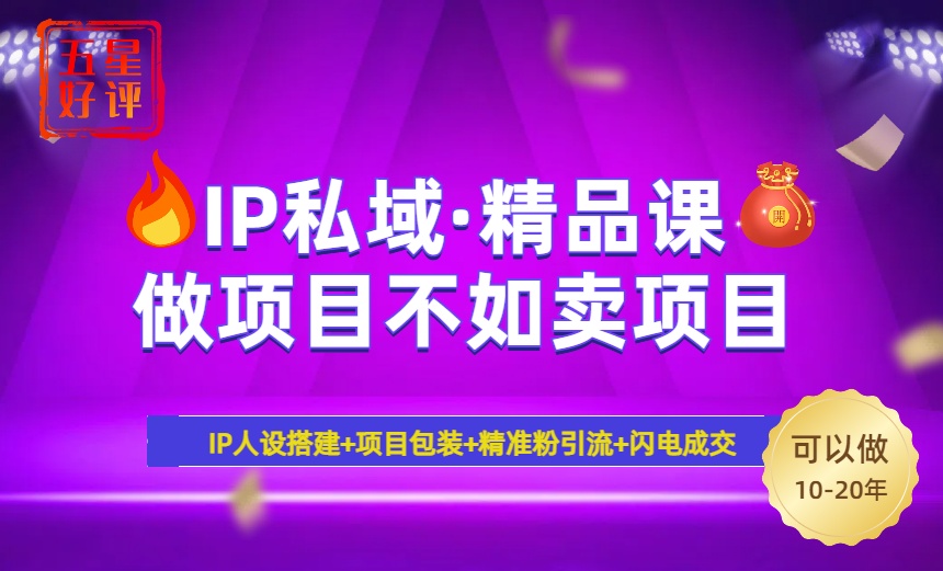 2025年“IP私域·密训精品课”，日赚3000+小白避坑年赚百万，暴力引流…-创盟网