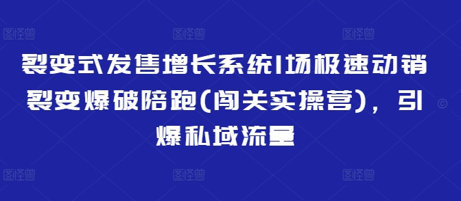 裂变式发售增长系统1场极速动销裂变爆破陪跑(闯关实操营)，引爆私域流量-创盟网