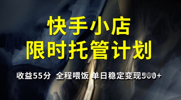 快手小店限时托管计划，收益55分，全程喂饭，单日稳定变现5张【揭秘】-创盟网