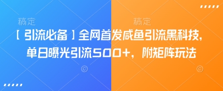 【引流必备】全网首发咸鱼引流黑科技，单日曝光引流500+，附矩阵玩法【揭秘】-创盟网